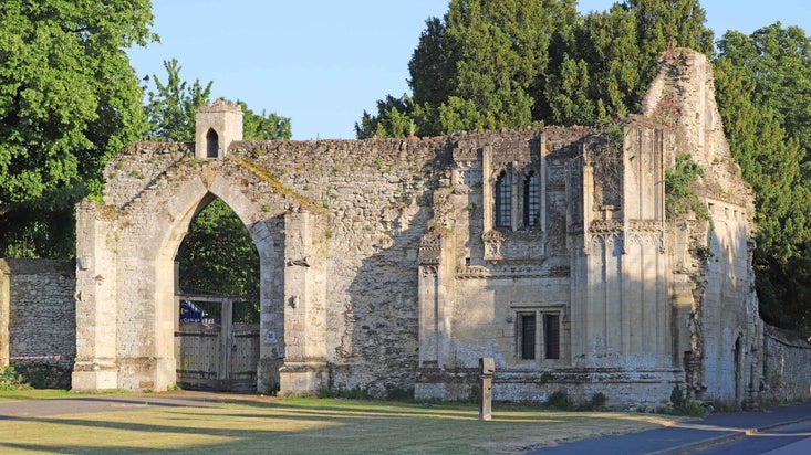 Summer shadows at Ramsey Abbey Gatehouse, Cambridgeshire